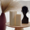 Ribbed Triangular Pillar Soy Wax Candle Set | Unscented Decorative Candles