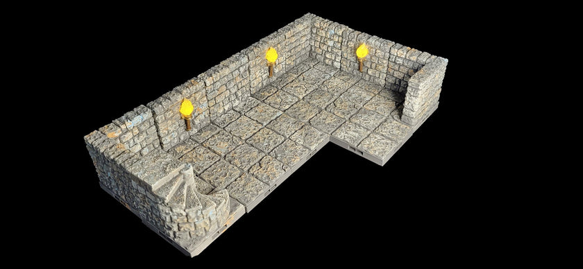 MAGNETIC LED Dungeon Torch Walls - Dungeon Theme | Painted Tabletop Terrain | Dungeons And Dragons, D&D, Pathfinder, Wargaming Dragonlock