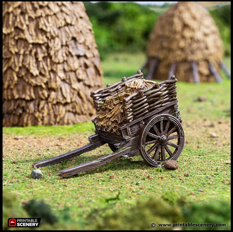 Haystacks - King and Country, DnD, Pathfinder, 15mm, 28mm, 32mm, wargaming terrain, scatter scenery D&D medieval village, farm, cart, hay