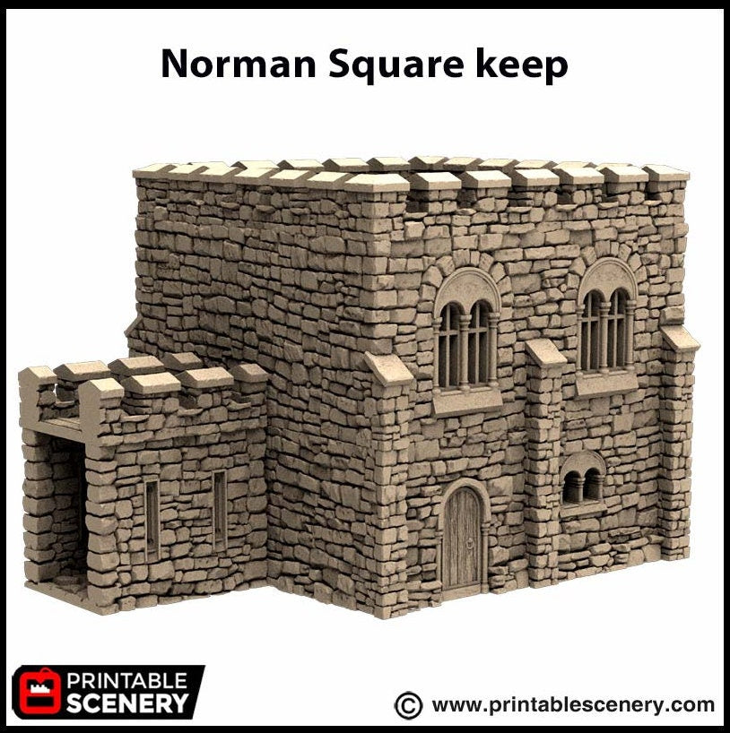 Norman Square Keep - King and Country, DnD, Pathfinder, 15mm, 28mm, 32mm, wargaming terrain, scenery D&D fort, base, castle, stone, medieval