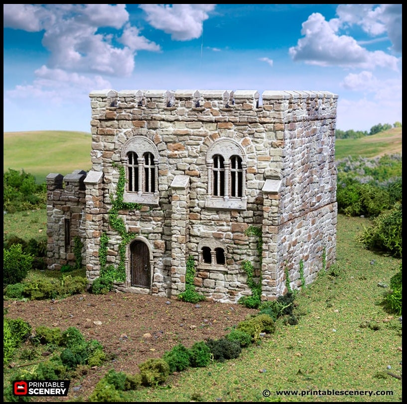 Norman Square Keep - King and Country, DnD, Pathfinder, 15mm, 28mm, 32mm, wargaming terrain, scenery D&D fort, base, castle, stone, medieval