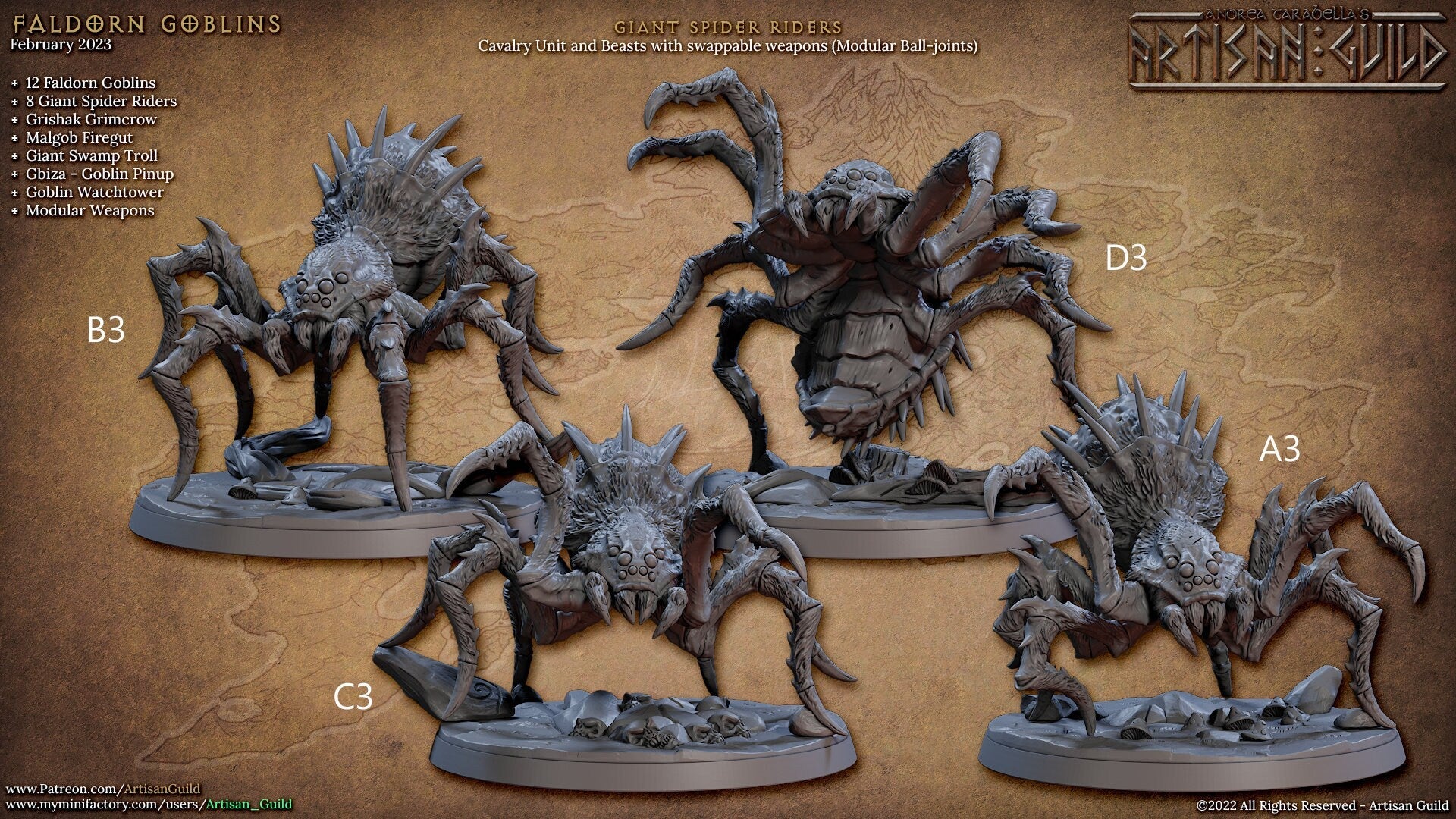 Giant Spider Riders - Artisan Guild Faldorn Goblins | Monster | Fantasy, DnD | Goblin | Fighter | Archer | Mounted | Swamp | Melee | Ranged
