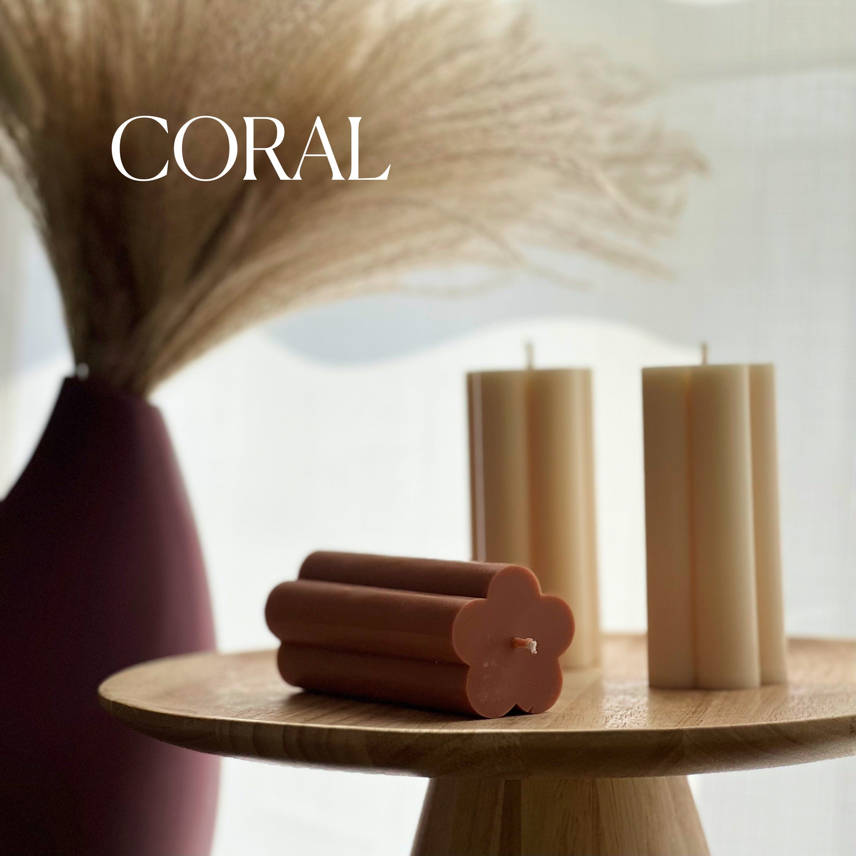 Flower Pillar Soy Candle: Minimalist Home Decor, Unscented Vegan Candle