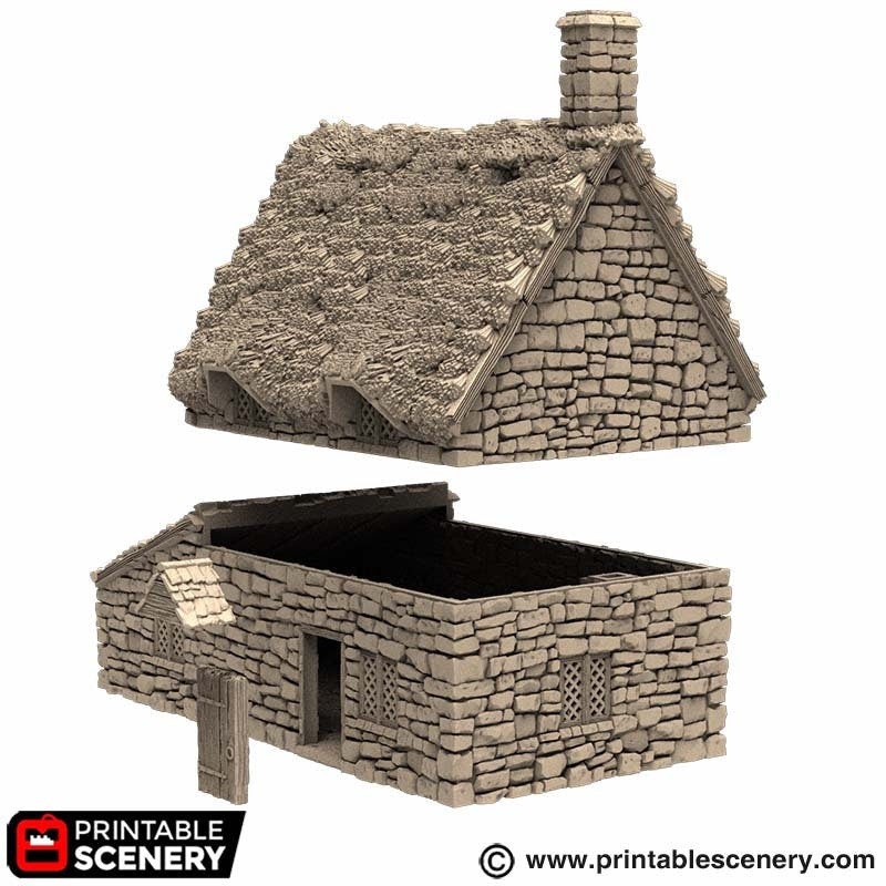 Crow Cottage - King and Country, DnD, Pathfinder, 15mm, 28mm, 32mm, wargaming terrain, scenery D&D, medieval village, house, home, town