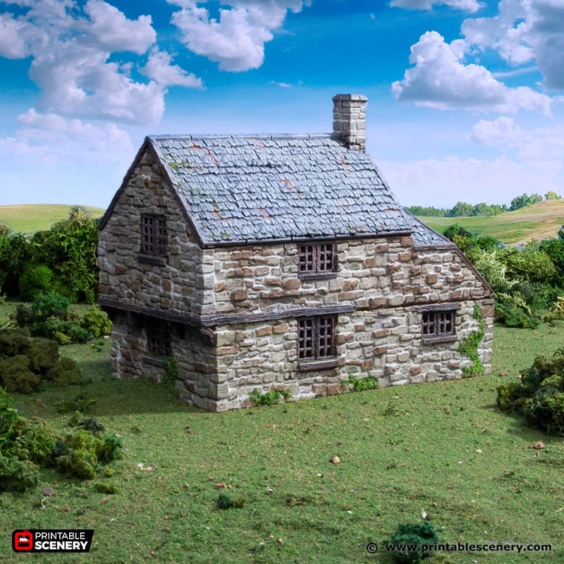 Hollyhock Cottage - King and Country, DnD, Pathfinder, 15mm, 28mm, 32mm, wargaming terrain, scenery D&D, medieval village, house, home, town