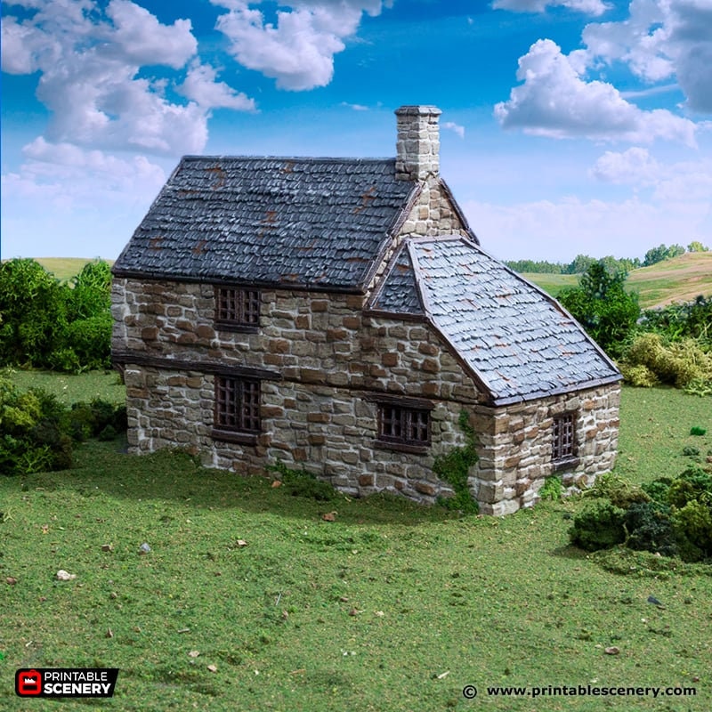 Hollyhock Cottage - King and Country, DnD, Pathfinder, 15mm, 28mm, 32mm, wargaming terrain, scenery D&D, medieval village, house, home, town