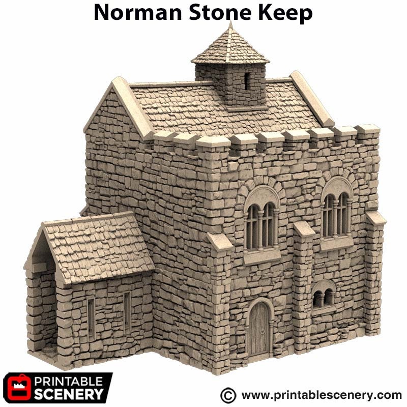 Norman Stone Keep - King and Country, DnD, Pathfinder, 15mm, 28mm, 32mm, wargaming terrain, scenery D&D, medieval castle, fort, village