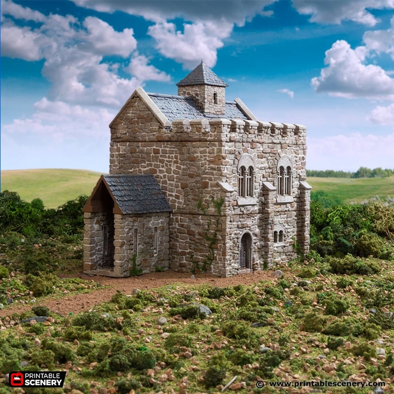 Norman Stone Keep - King and Country, DnD, Pathfinder, 15mm, 28mm, 32mm, wargaming terrain, scenery D&D, medieval castle, fort, village
