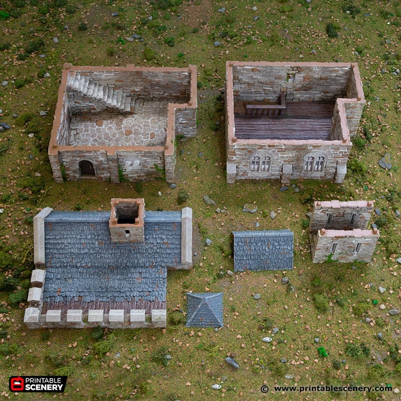 Norman Stone Keep - King and Country, DnD, Pathfinder, 15mm, 28mm, 32mm, wargaming terrain, scenery D&D, medieval castle, fort, village