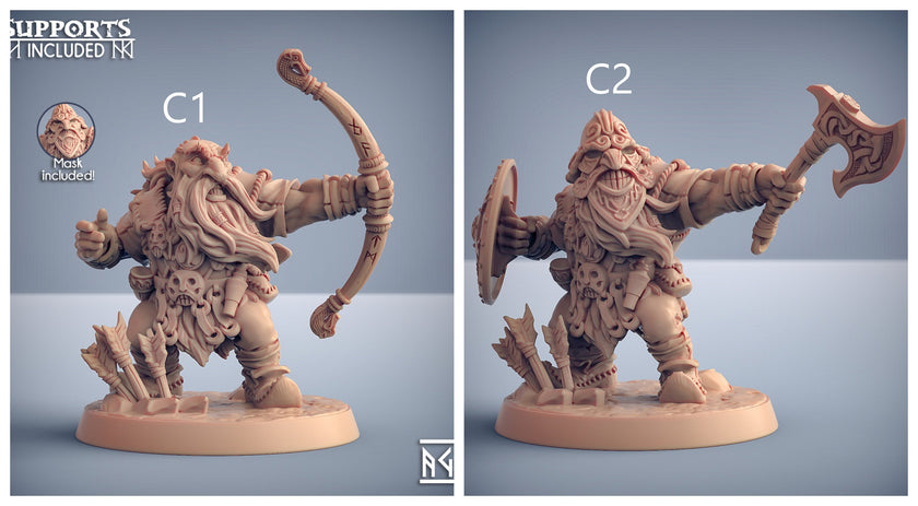 Dwarf Mountaineer mini set - Artisans Guild | Dwarf | Male | Female | Archer | Melee | Fighter | DnD | Wargaming | Pathfinder Fantasy