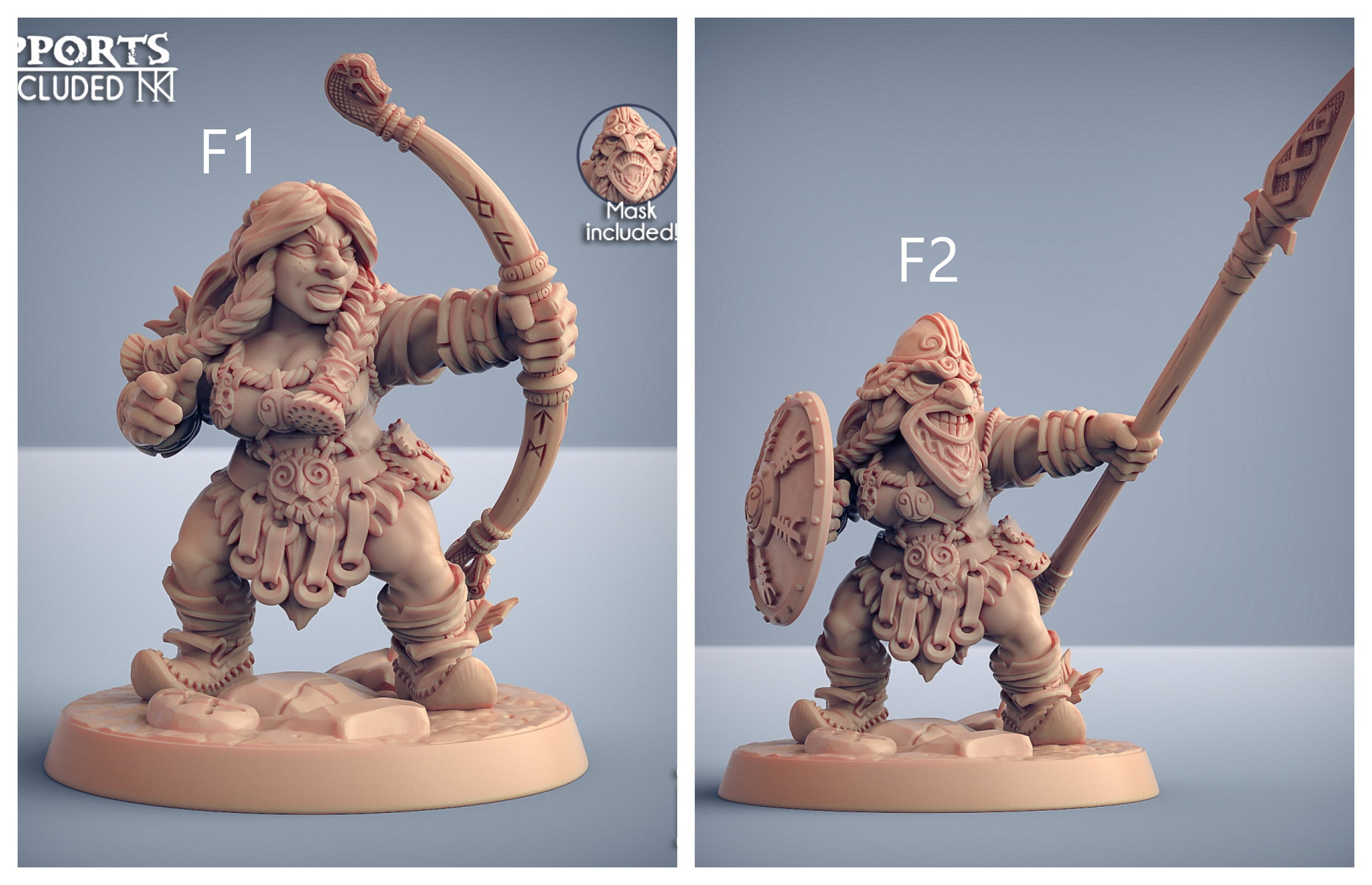 Dwarf Mountaineer mini set - Artisans Guild | Dwarf | Male | Female | Archer | Melee | Fighter | DnD | Wargaming | Pathfinder Fantasy
