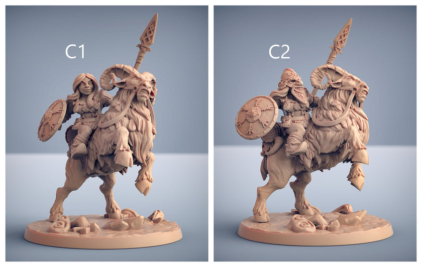 Dwarven Ram Riders - Artisans Guild | Dwarf | Male | Female | Mounted | Melee | Ranged | Fighter | Ranger | Fantasy | DnD | Pathfinder, 32mm