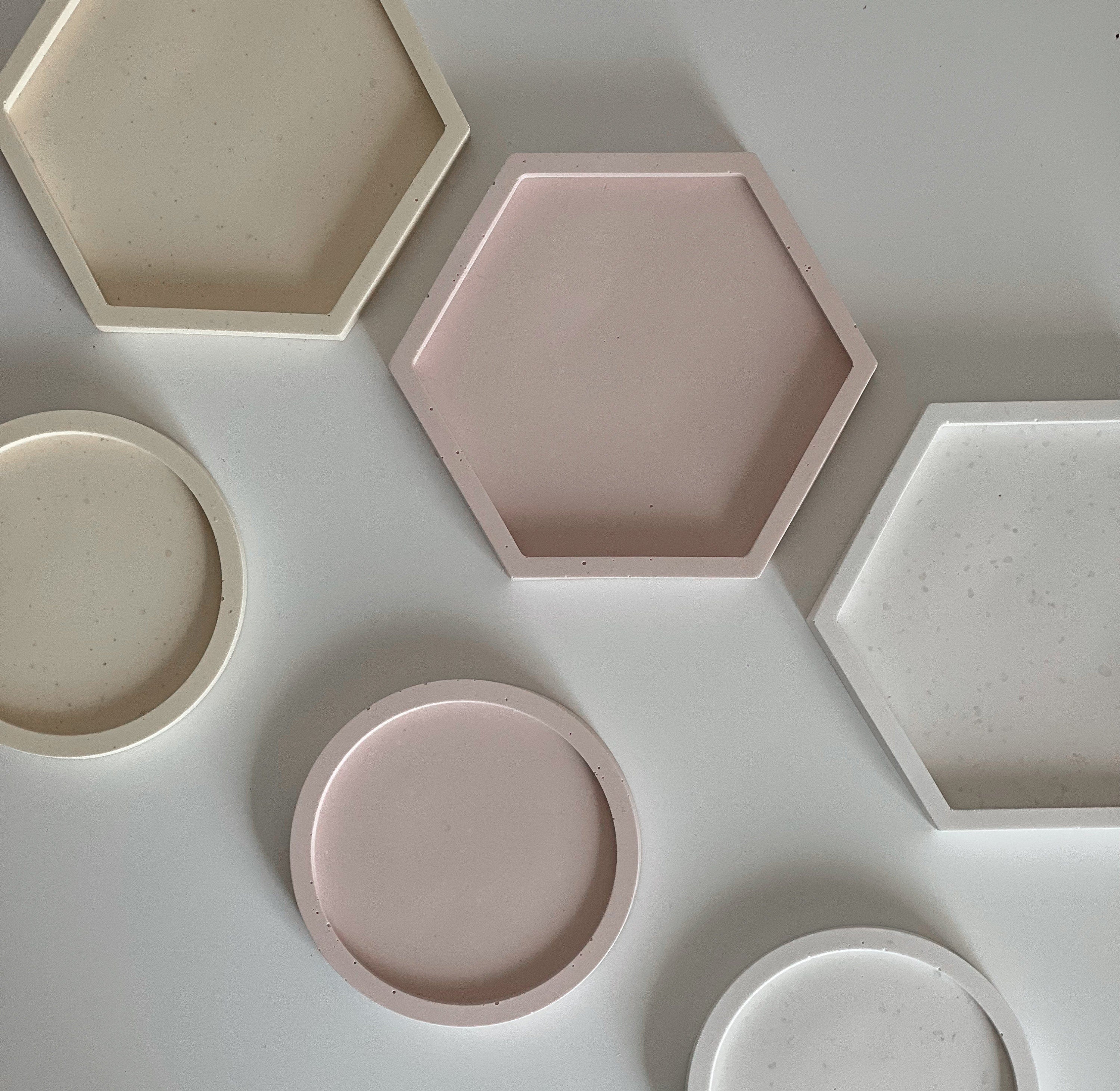 Hexagon Jesmonite Trinket Tray: Scandi Home Decor