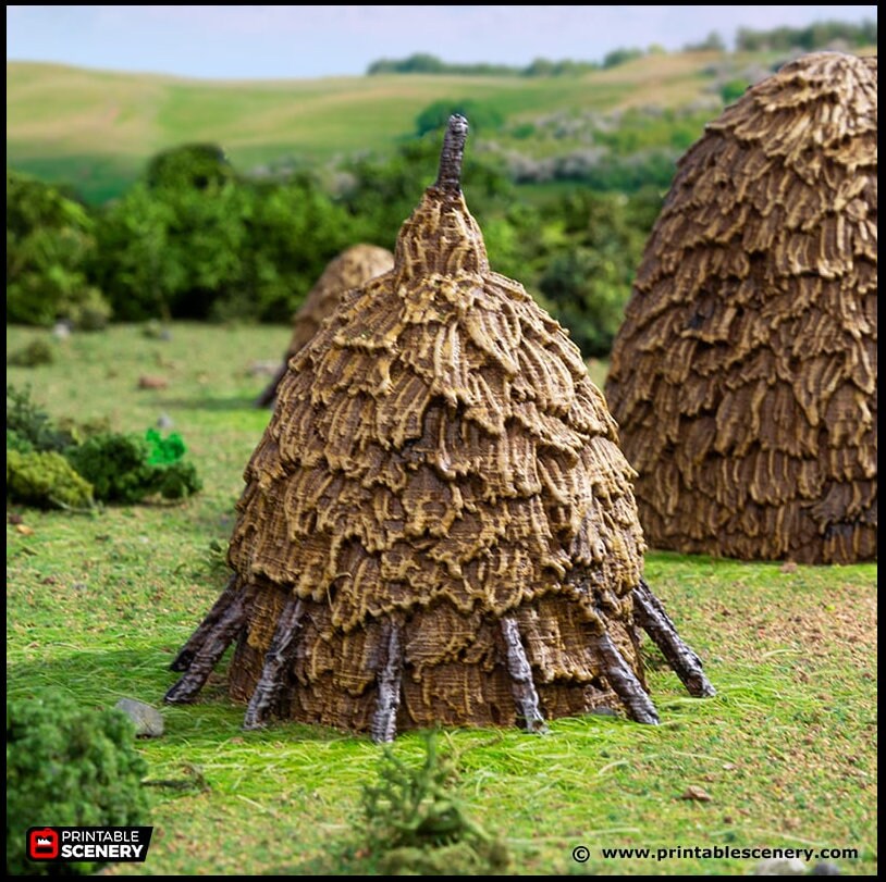 Haystacks - King and Country, DnD, Pathfinder, 15mm, 28mm, 32mm, wargaming terrain, scatter scenery D&D medieval village, farm, cart, hay