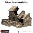 Ruined Stonestreet Bakers - King and Country, DnD, Pathfinder, 15mm, 28mm, 32mm, wargaming terrain, scatter scenery D&D medieval village