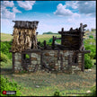 Ruined Norman Stone Barn - King and Country, DnD, Pathfinder, 15mm, 28mm, 32mm, wargaming terrain, scatter scenery D&D farm, fields, village