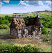 Ruined Norman Stone Barn - King and Country, DnD, Pathfinder, 15mm, 28mm, 32mm, wargaming terrain, scatter scenery D&D farm, fields, village