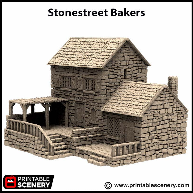 Stonestreet Bakers - King and Country, DnD, Pathfinder, 15mm, 28mm, 32mm, wargaming terrain, scenery D&D shop, marchant, medieval village