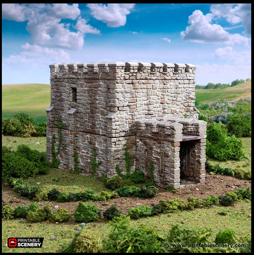 Norman Square Keep - King and Country, DnD, Pathfinder, 15mm, 28mm, 32mm, wargaming terrain, scenery D&D fort, base, castle, stone, medieval