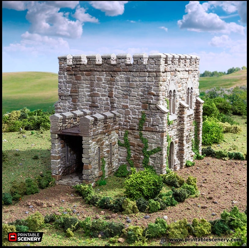 Norman Square Keep - King and Country, DnD, Pathfinder, 15mm, 28mm, 32mm, wargaming terrain, scenery D&D fort, base, castle, stone, medieval