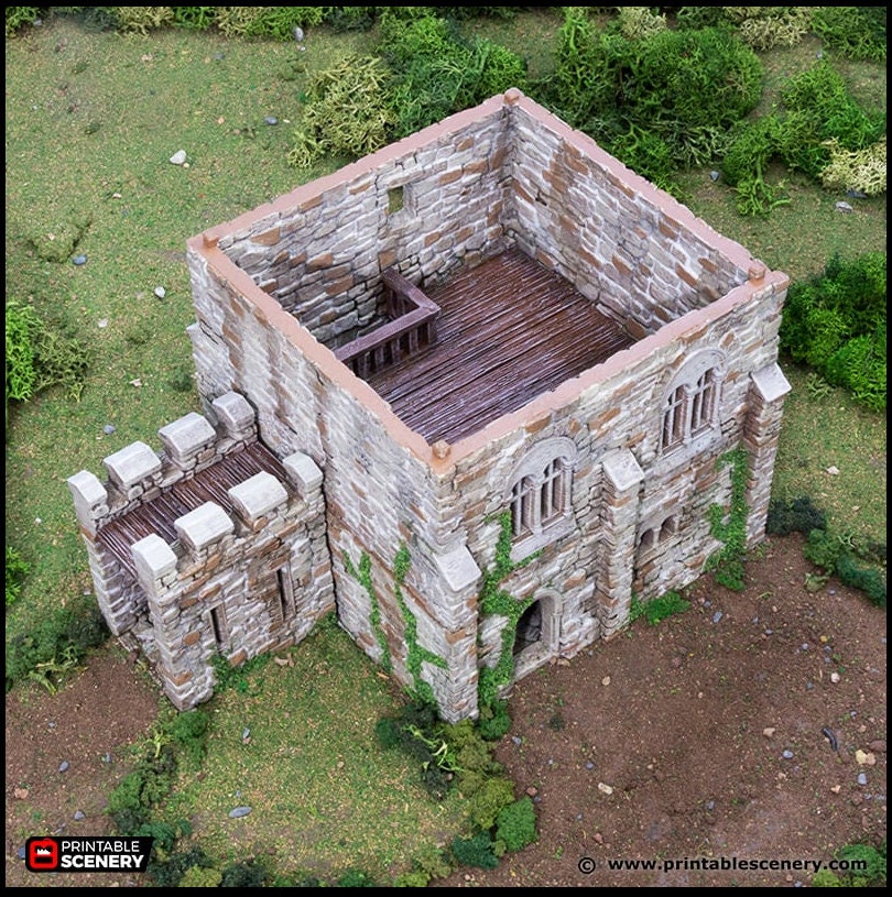 Norman Square Keep - King and Country, DnD, Pathfinder, 15mm, 28mm, 32mm, wargaming terrain, scenery D&D fort, base, castle, stone, medieval