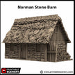 Norman Stone Barn - King and Country, DnD, Pathfinder, 15mm, 28mm, 32mm, wargaming terrain, scenery D&D farm, crops, medieval village, town