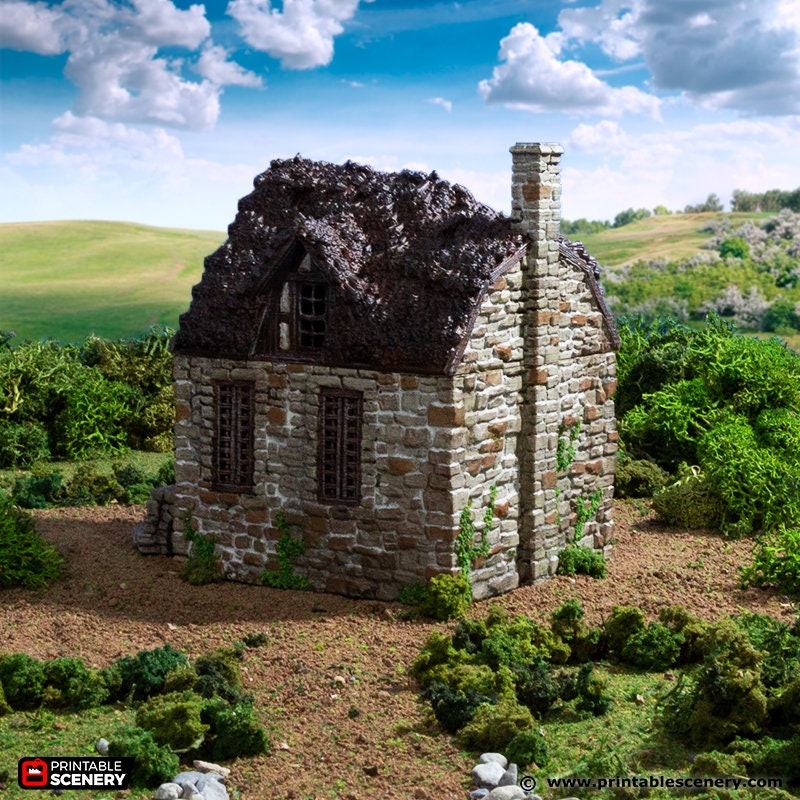 Barlyway Cottage - King and Country, DnD, Pathfinder, 15mm, 28mm, 32mm, wargaming terrain, scenery D&D, medieval village, house, home