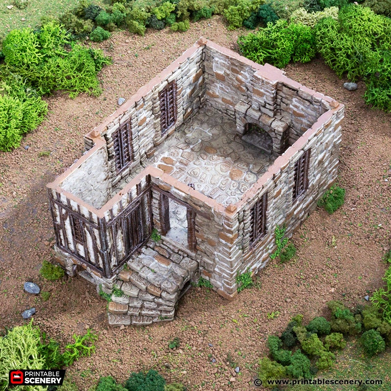 Barlyway Cottage - King and Country, DnD, Pathfinder, 15mm, 28mm, 32mm, wargaming terrain, scenery D&D, medieval village, house, home