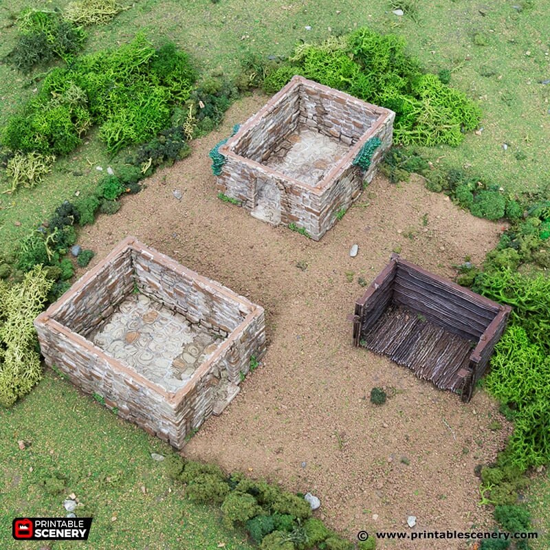 Small Rustic Barns - King and Country, DnD, Pathfinder, 15mm, 28mm, 32mm, wargaming terrain, scenery D&D, medieval village, farm, fields