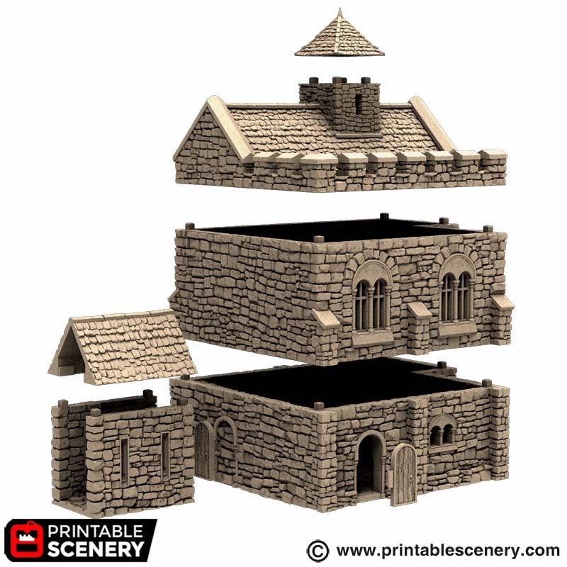 Norman Stone Keep - King and Country, DnD, Pathfinder, 15mm, 28mm, 32mm, wargaming terrain, scenery D&D, medieval castle, fort, village