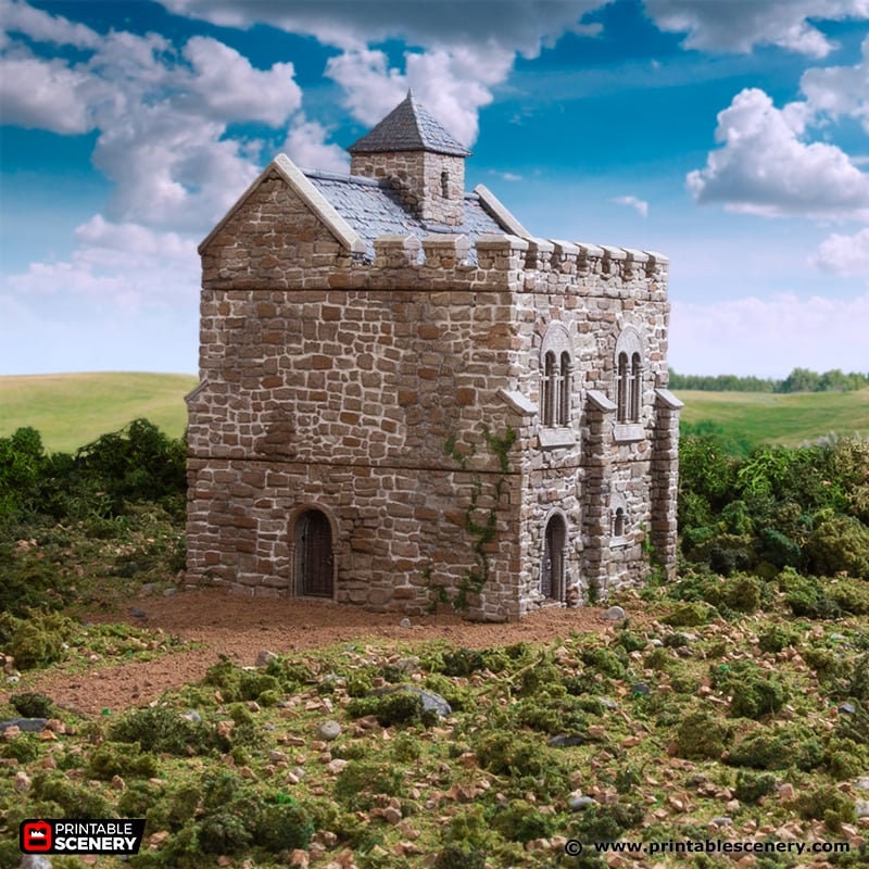 Norman Stone Keep - King and Country, DnD, Pathfinder, 15mm, 28mm, 32mm, wargaming terrain, scenery D&D, medieval castle, fort, village