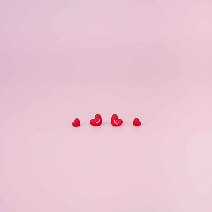 Tiny Red Heart Studs Earrings
