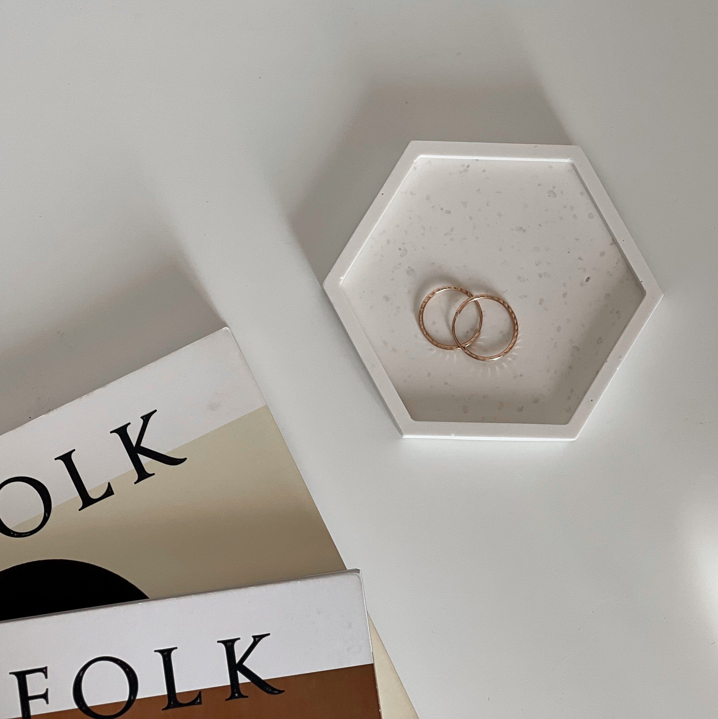 Hexagon Jesmonite Trinket Tray: Scandi Home Decor