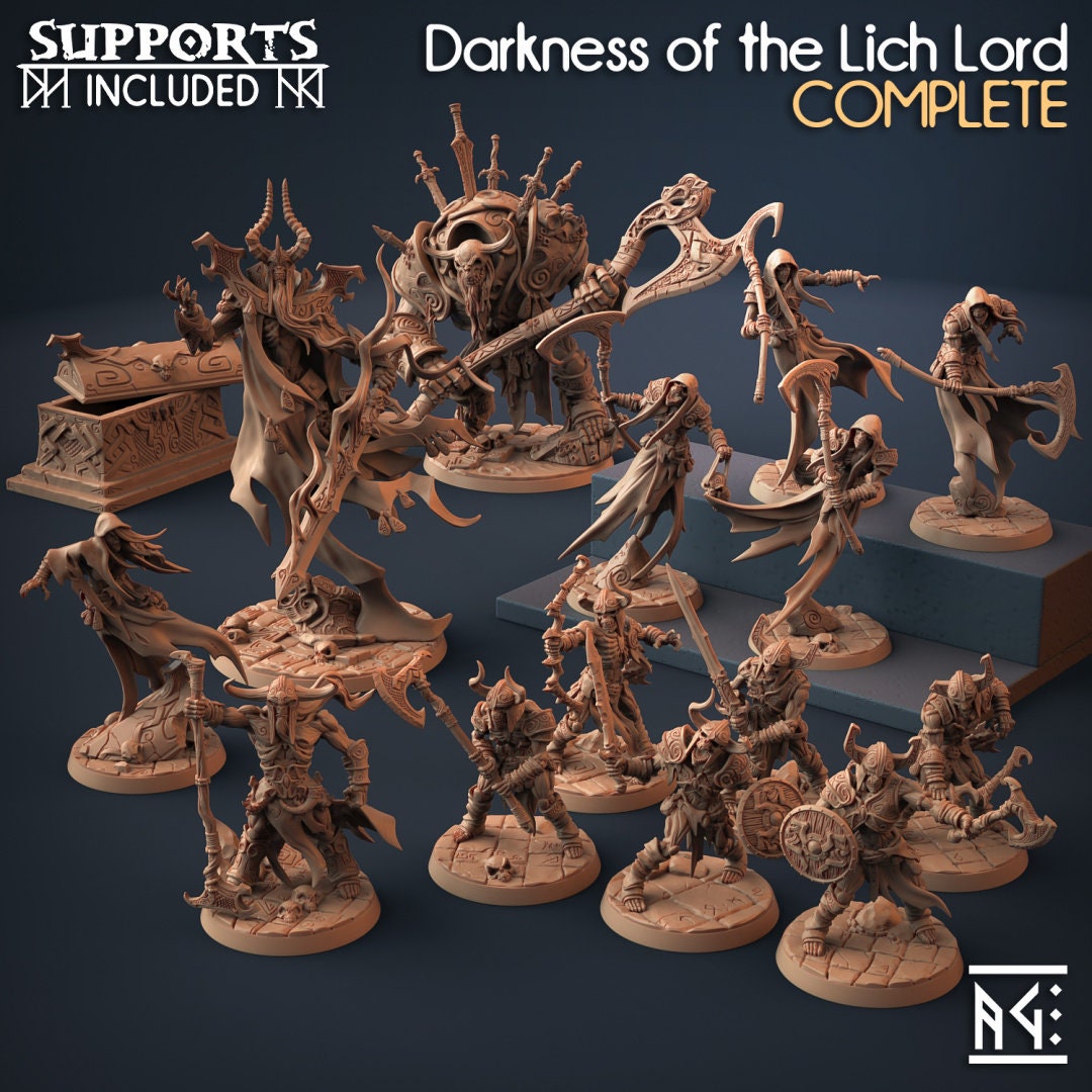 DnD 20 Miniature Encounter Set - Darkness of the Lich Lord - Artisan Guild mini, D&D, Skeleton, Monster, Undead, Necromancer, Pathfinder