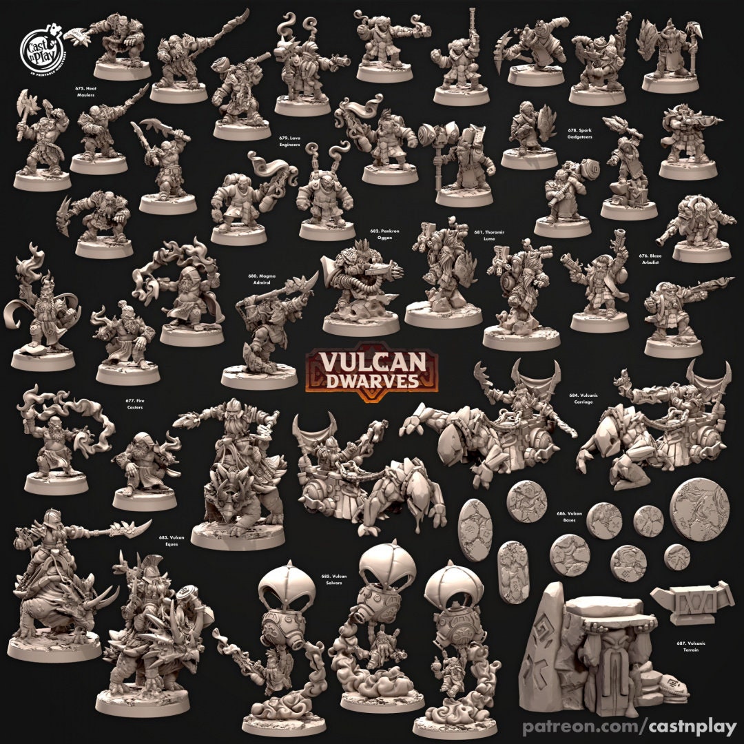 Pankron Oggon - dnd miniature - Cast N Play Vulcan Dwarves | Dwarf 32mm | Fighter | Cleric | Paladin | Barbarian | Artificer | Pathfinder