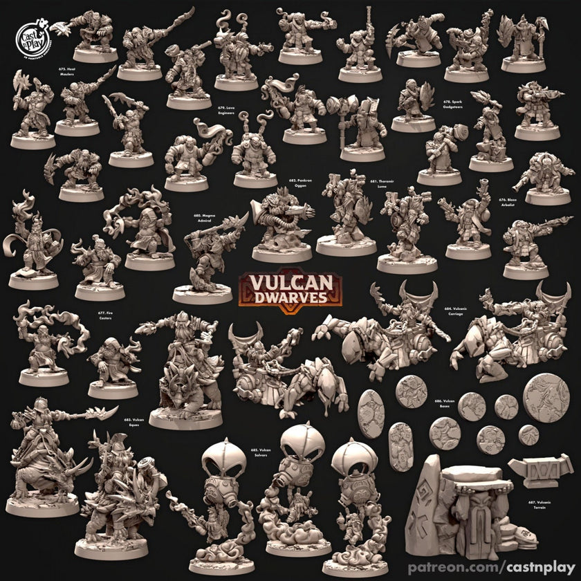 Pankron Oggon - dnd miniature - Cast N Play Vulcan Dwarves | Dwarf 32mm | Fighter | Cleric | Paladin | Barbarian | Artificer | Pathfinder