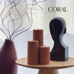 Soy Wax Ribbed Swirl Pillar Candle Set | Unscented Decorative Candles