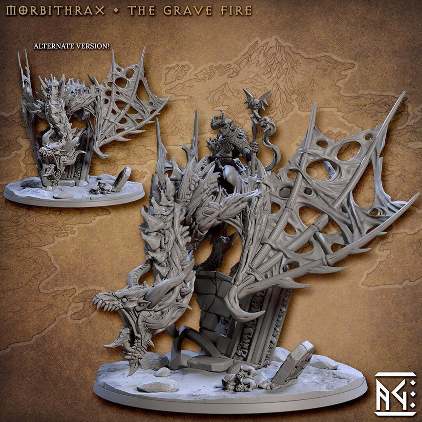 Morbithrax the Grave Fire dnd miniature - Artisan Guild Horrors of Rodburg Barrows | Dragon | Undead | Necromancer | Pathfinder | Ghoul