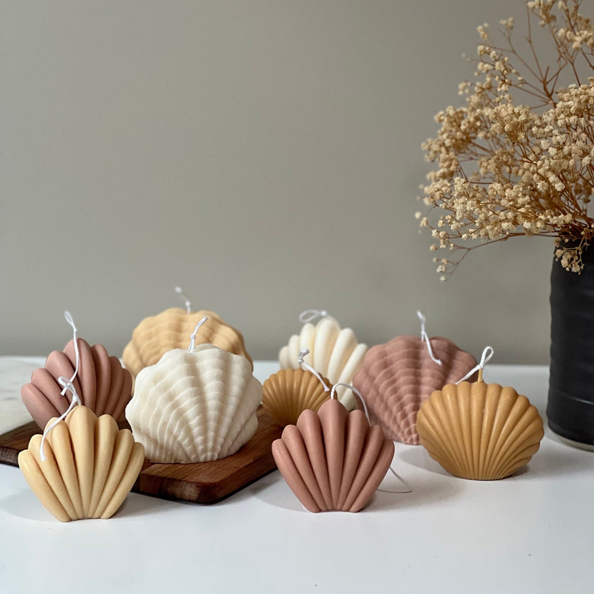 Scallop Shell Candle: Summer Home Decor, Vegan Soy Wax