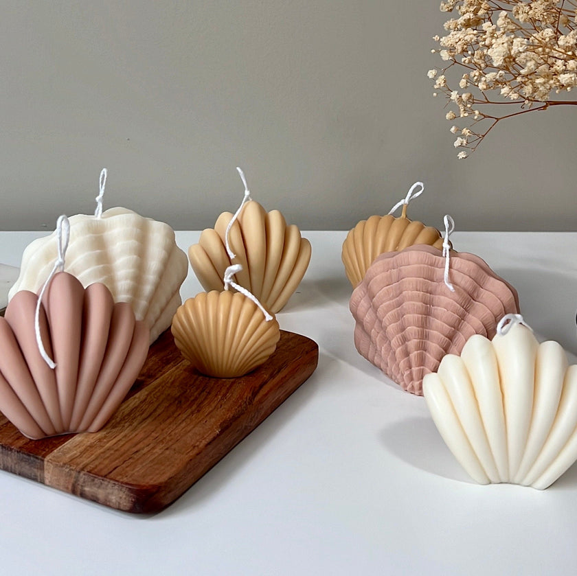 Scallop Shell Candle: Summer Home Decor, Vegan Soy Wax