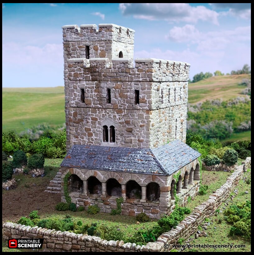 Norman Stone Fort - King and Country, DnD, Pathfinder, 15mm, 28mm, 32mm, wargaming terrain, scenery D&D fort, base, castle, stone, medieval