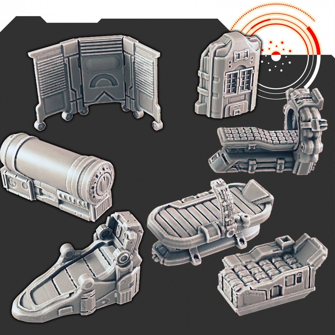 Sci-fi Scenery - Med Bay - EC3D, Infinity, Legion, Sci-fi, Cyberpunk, Starfinder, tabletop terrain, traveler, futuristic, Medical, Office
