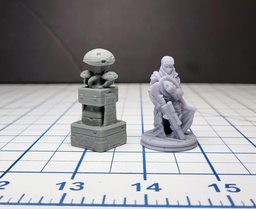 Sci-fi Scenery - Fountains and Statues - EC3D Design, Infinity, Legion, Scifi, Cyberpunk, Starfinder, courtyard, office, futuristic terrain