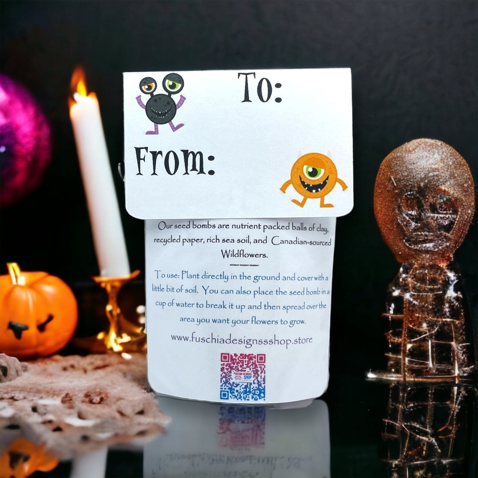 Seed Bombs - 3 Pack - Halloween Themed for Party Favors or Trick or Treaters - Canadian Wildflower - 3 per pack