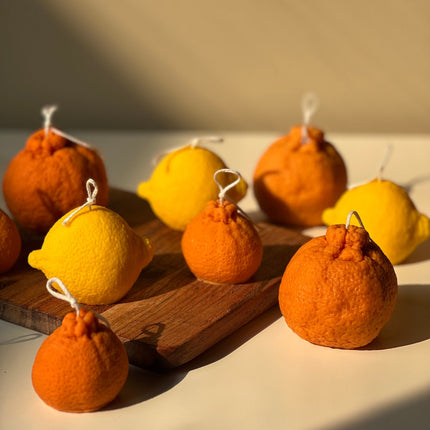 Orange Shaped Candle Set: Soy Wax Vegan Minimalist Decor