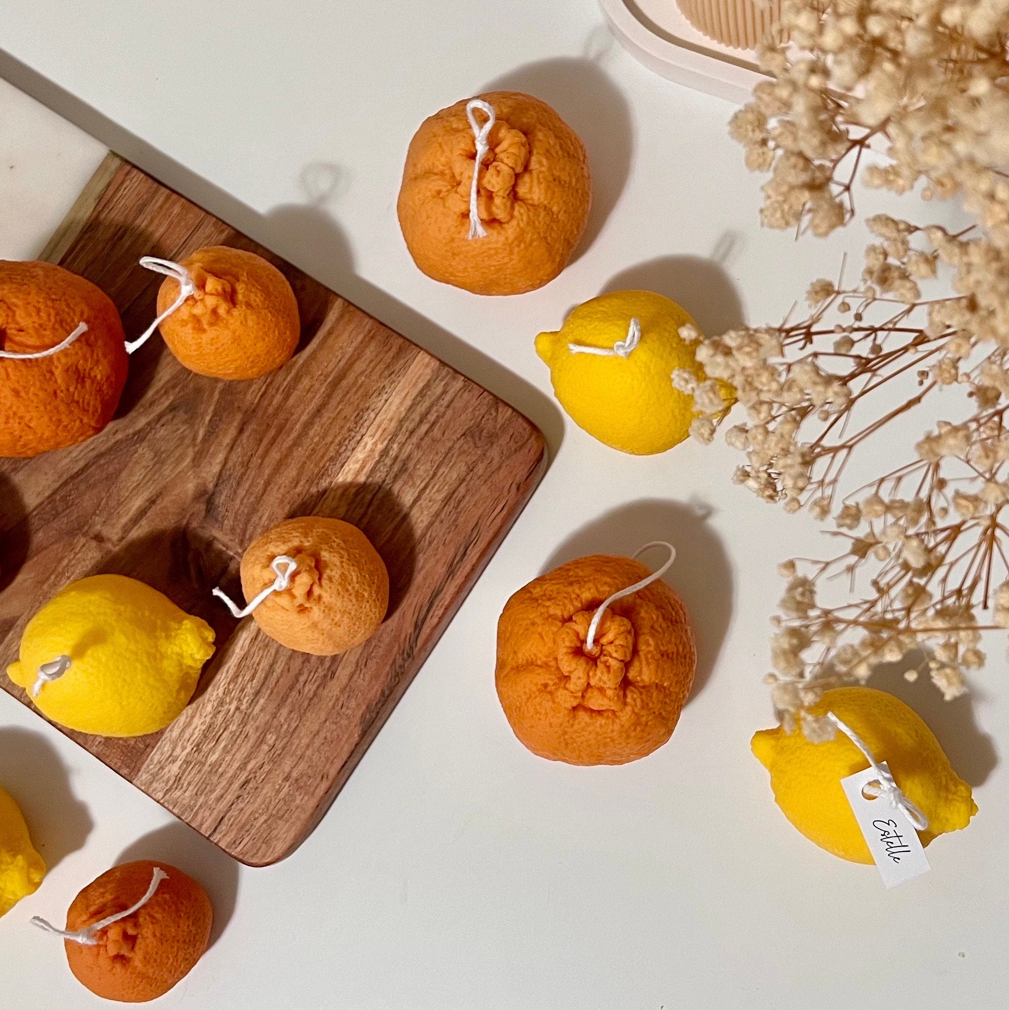 Orange Shaped Candle Set: Soy Wax Vegan Minimalist Decor