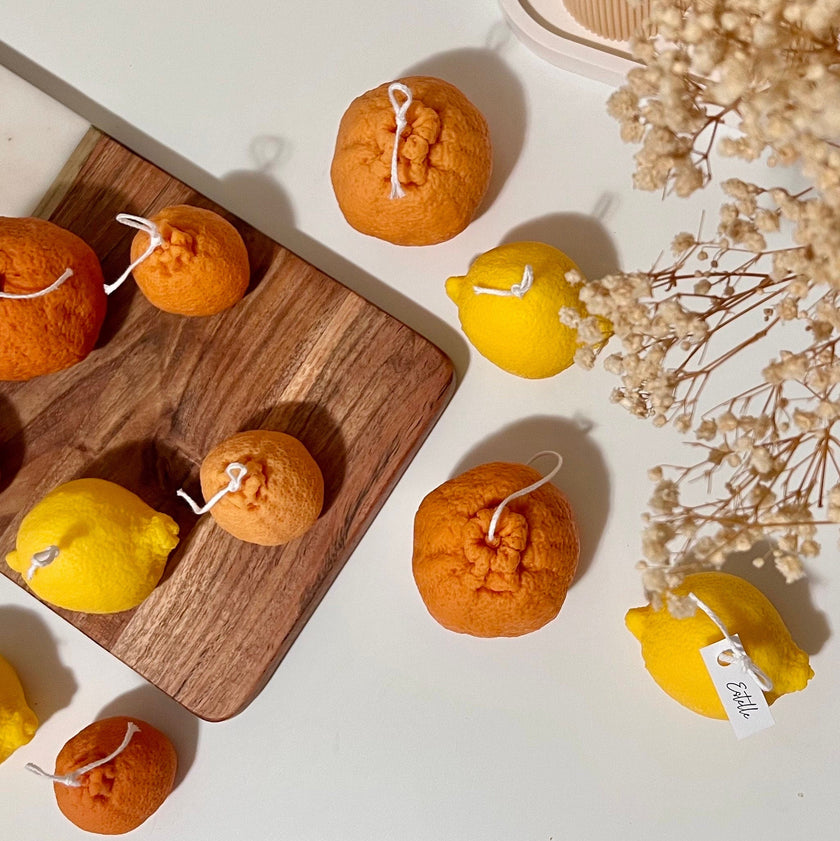 Orange Shaped Candle Set: Soy Wax Vegan Minimalist Decor