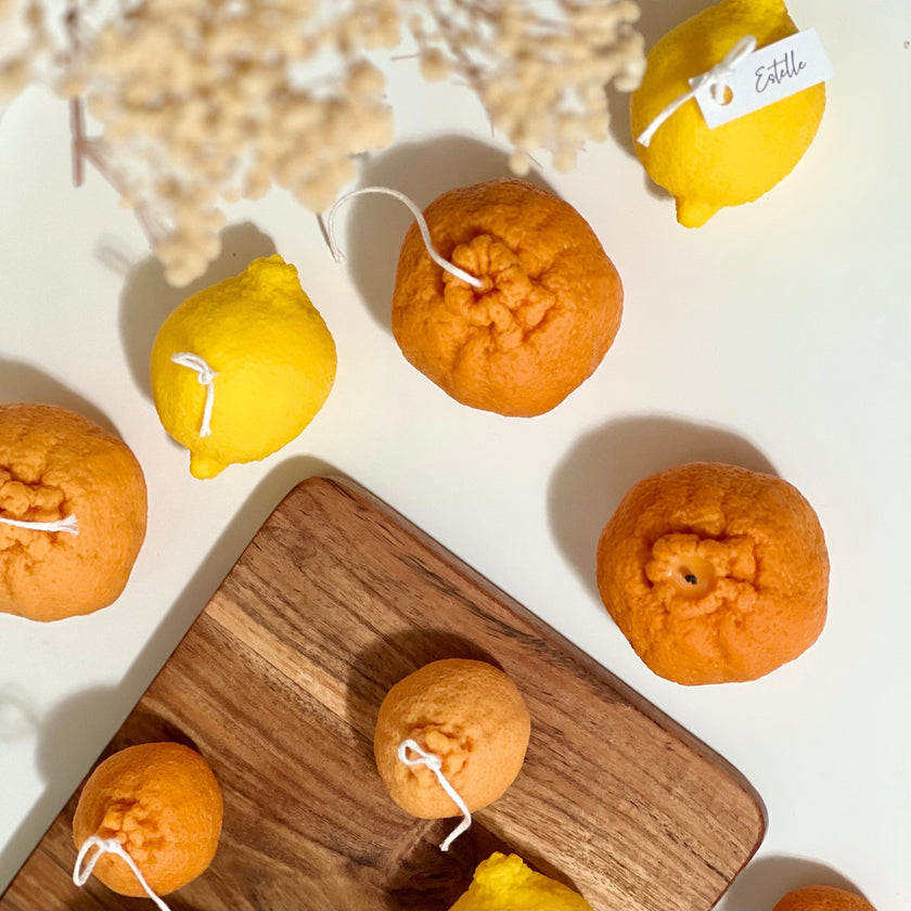 Lemon Shaped Soy Wax Candle: Vegan Minimalist Decor