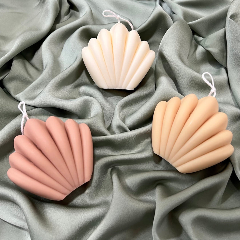 Scallop Shell Candle: Summer Home Decor, Vegan Soy Wax