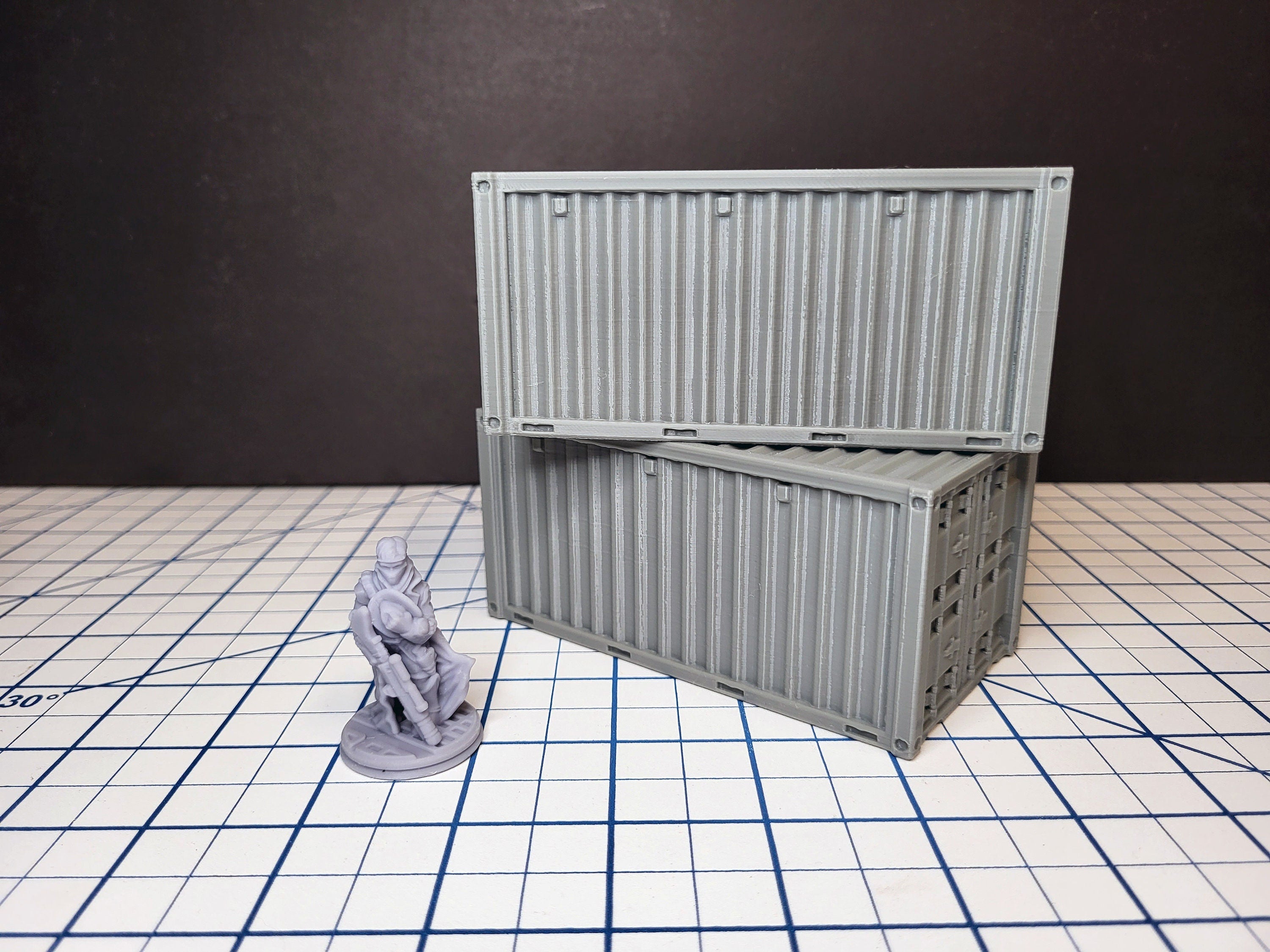 Shipping Container - Sci-fi and Modern Terrain by EC3D, for Infinity, Legion, Scifi, Cyberpunk, Starfinder, cargo, warehouse, port scenery